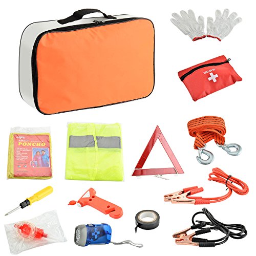 Kamo Traval Car Emergence Kit-Car First Aid Kit-Auto Emergence Kit-Include Medical Package,Emergence Raincoat,Emergence Hammer,3m Trailer Line and More(13Sets)