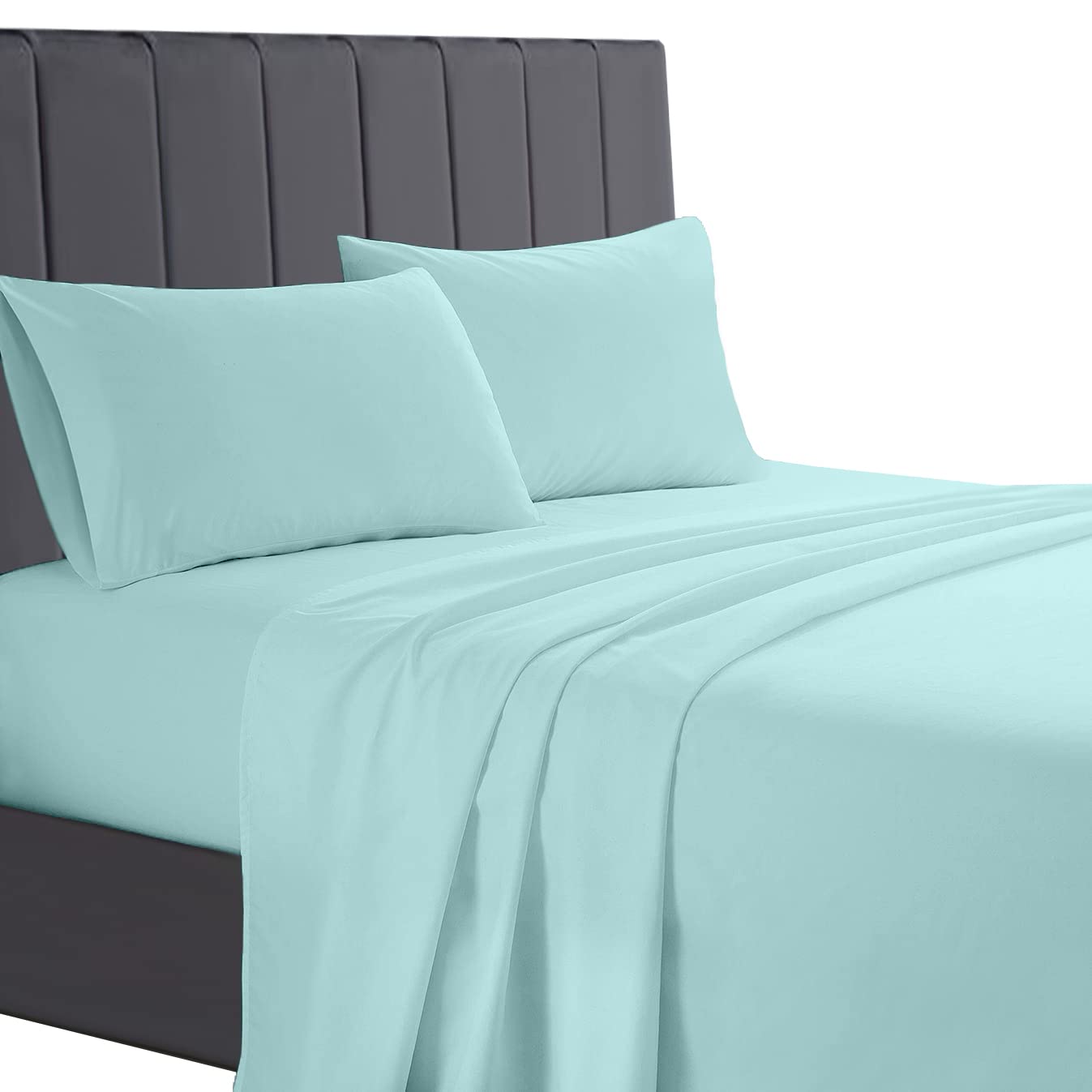 AATH COLLECTION Egyptian Cotton Flat Sheets, 200 Thread Count Single, Double, King, Super King Flat Bed Sheets, Soft & Fade Resistant (King, Duck Egg)