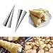 GTANG -24Pcs Stainless Steel Pastry Cream Horn Molds，Cream Horn Moulds Conical Tube ，Mould Baking,Denmark Large Coil Mold Tool ，Free Standing Cone Shape (Happy Kitchen delicious)