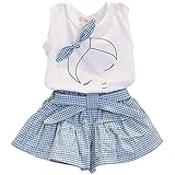 Jastore® Girls Cute Bow Girl Pattern Top+Grid Shorts Kids Clothes Clothing Sets (4-5T)