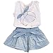 Jastore Girls Cute Bow Girl Pattern Top+Grid Shorts Kids Clothes Clothing Sets,White,3-4T