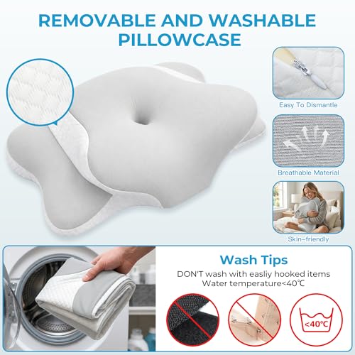Frost IX Memory Foam Pillow, Slow-Rebound Memory Foam, Pillows for Neck And Shoulder Pain, Ergonomic for Side Sleeper, Neck Pillow for Side Back Stomach Sleeper (Grey)
