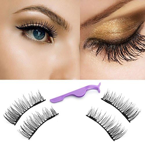 Dual Magnetic Eyelashes 3D Wispy False Lashes Natural Reusable Fake Eyelash Extensions-Ultra Thin Handmade Irritation Free Length:12MM CC Curl 1Pair(4 Pieces)