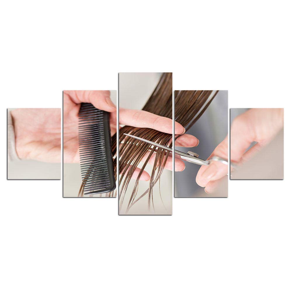 5 Pieces Scissors Comb Hairdressing Tools Canvas Paintings HD Prints Barbershop Salon Wall Art Pictu