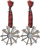 {2 PC Set} Metal Windmill Ornament with Buffalo