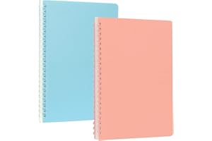 Songaa [2 Pack] Spiral Notebook, A5 Size College Ruled Notebooks, PP Hardcover Spiral Notebook Ruled Lined Journal Notebook B