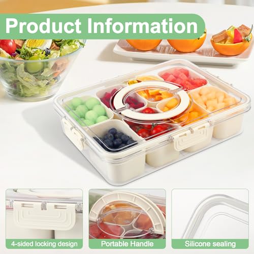 Snack Box with Compartments Snack Plate with Lid Snack Box Children, Snack Boxes for Storing Sweets, Nuts, Biscuits, Fruits and Sweets, Suitable for Picnics and Family Reunions (1)