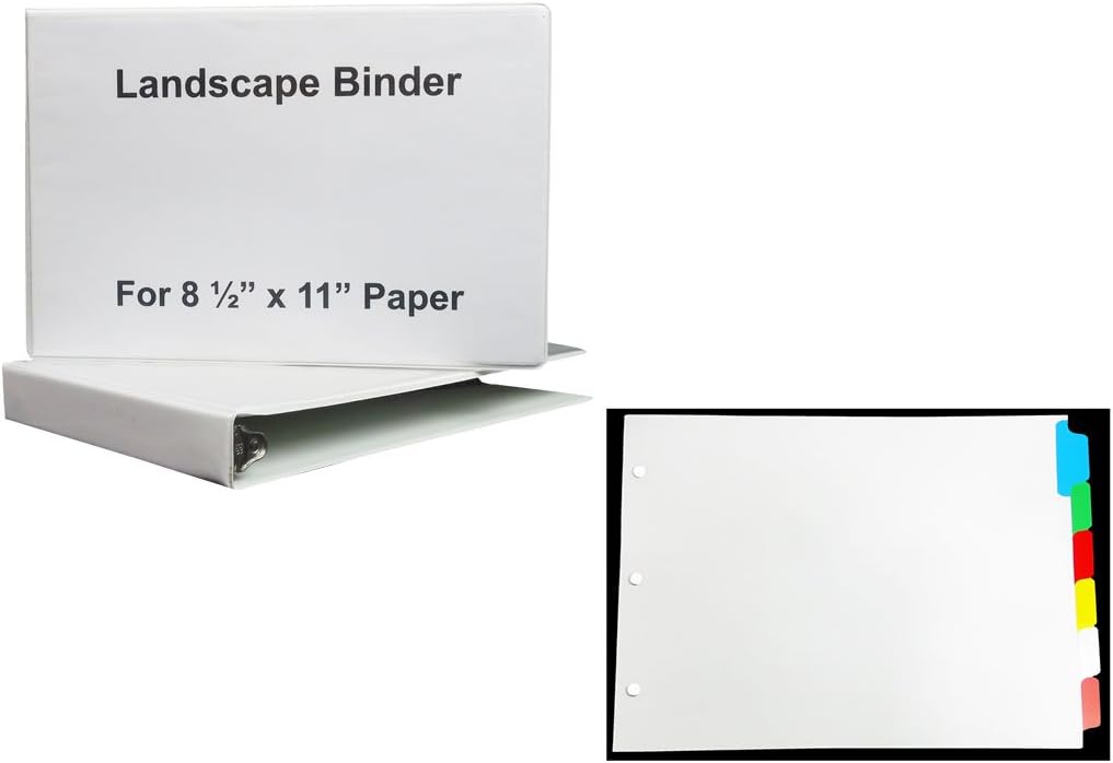 Landscape Binder, 1.5 Round Ring, White Vinyl with 1, Set
