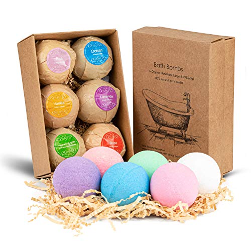 PGFUNNY Bath Bombs Gift Set, 6 Handmade Poa Fizzy bathbombs, Organic