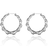 Big Bamboo Hoop Earrings for Women Chunky Large Hoops Earrings 80s 90s Outfits for Women Hip-Pop Style Party Jewelry Gifts