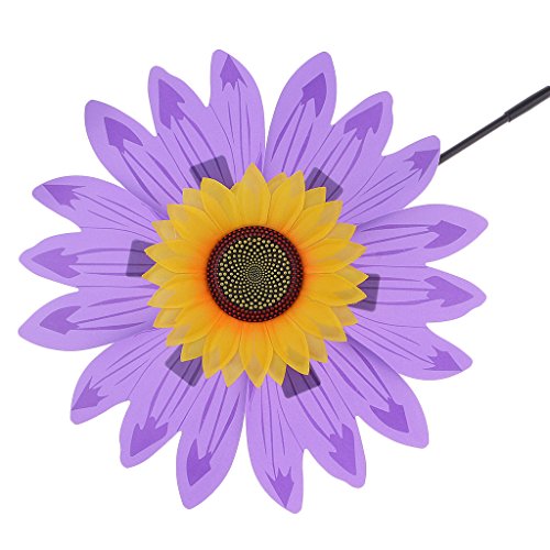 Dovewill 36cm DIY Sunflower Windmill Pinwheel Kids Outdoor Camping Beach Toy Home Garden Yard Decor Purple - Thumbnail 7