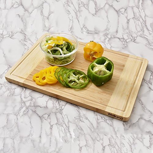 WELLAND Bamboo Cutting Board and Serving Tray with Juice Groove-Extra Large 18" x 12"