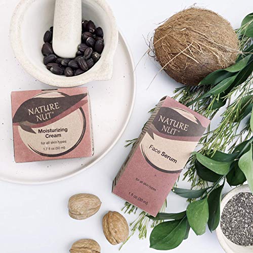 Nature Nut Face Serum + Moisturizing Face Cream - Based on Hyaluronic Acid, Jojoba Oil & Chia Seeds. clinically tested for sensitive skin, rich in Vitamin-E, Omega-3, 6 & 9. for all skin types