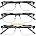 Reading Glasses Set of 3 Elegant Half Rim Spring Hinge Readers Quality Glasses for Reading Men & Women