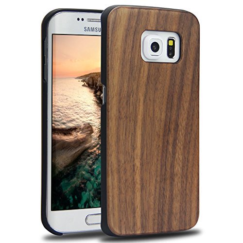Galaxy S6 Edge Case Wood, Unique Real Wooden Bumper Fits Samsung Galaxy S6 Edge