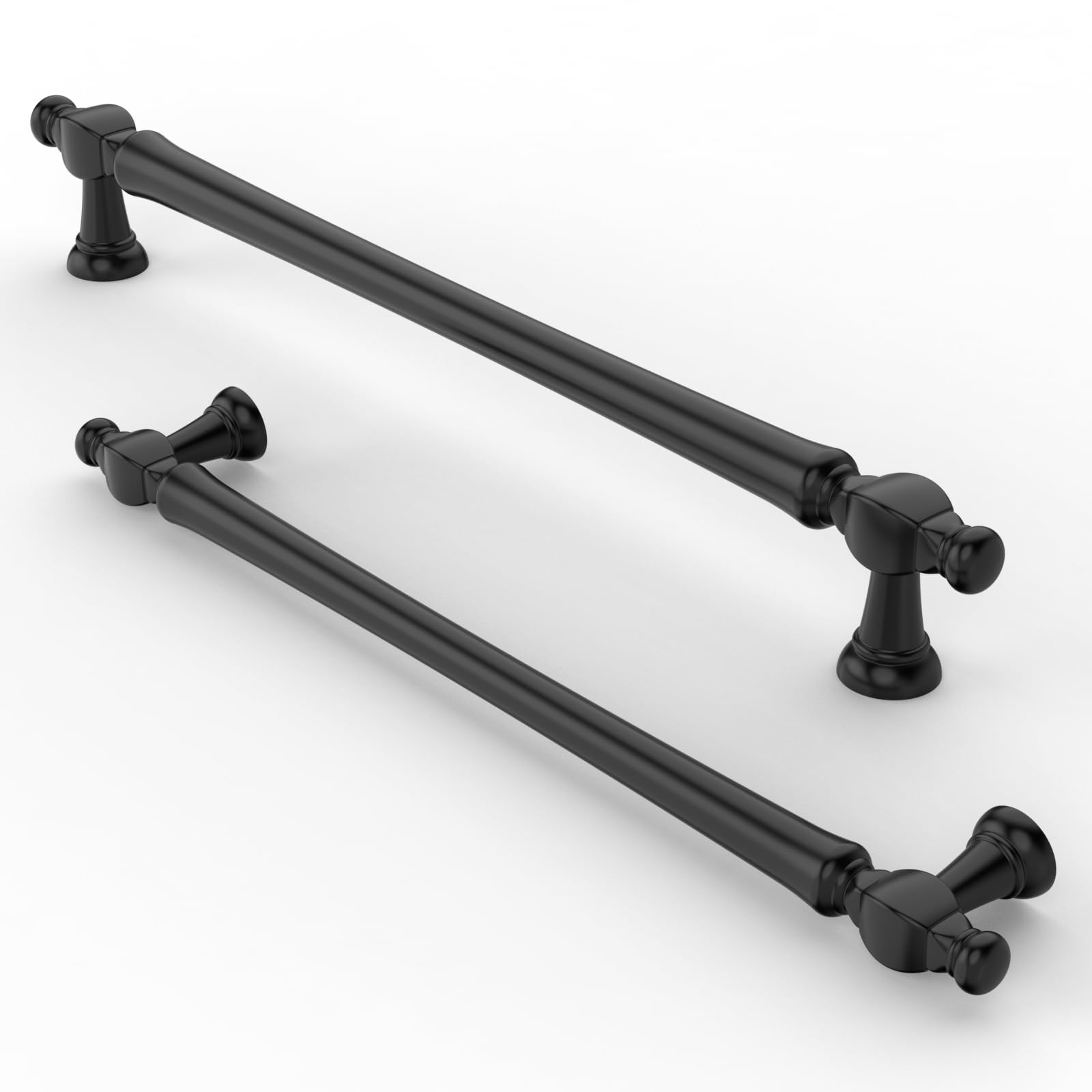 FURNIWARE Vintage Cabinet Handles - 192mm (7.6 Inch) Matt Black Kitchen Door Pulls Hardware With 10 Pieces - Cupboard Drawer Handles