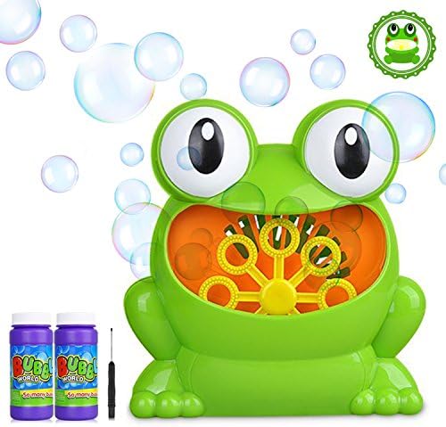 Automatic Bubble Machine for Kids, GUSTYLE Portable Frog Bubble Maker Over 500 Bubbles Per Minute for Party, Wedding, Indoor and Outdoor Activities (Included 2 Bottles Bubble Solution)
