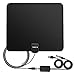 Accevo 50 Mile Range Indoor TV Antenna with Detachable Amplifier Signal Booster and 13.2FT High Performance Coax Cable for Better Reception(Black)
