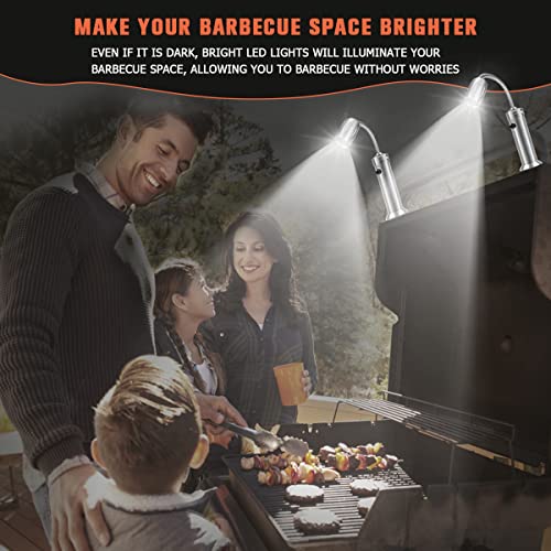 SIHIVIVE Barbecue Grill Light Magnetic Base Super-Bright LED BBQ Lights 360 Degree Flexible Gooseneck, Weather Resistant Portable Outdoor Light, 6 Batteries Included-2 Pack