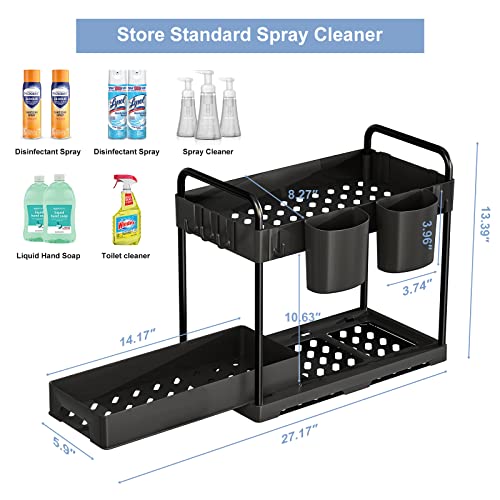 Under Sink Organizers and Storage,USFU Under Kitchen and Bathroom Sink Cabinet Organizers and Storage,Waterproof and Sturdy Standard Spray Cleaning Supplies Organizer Shelf,Sliding Drawer(1 Packs)
