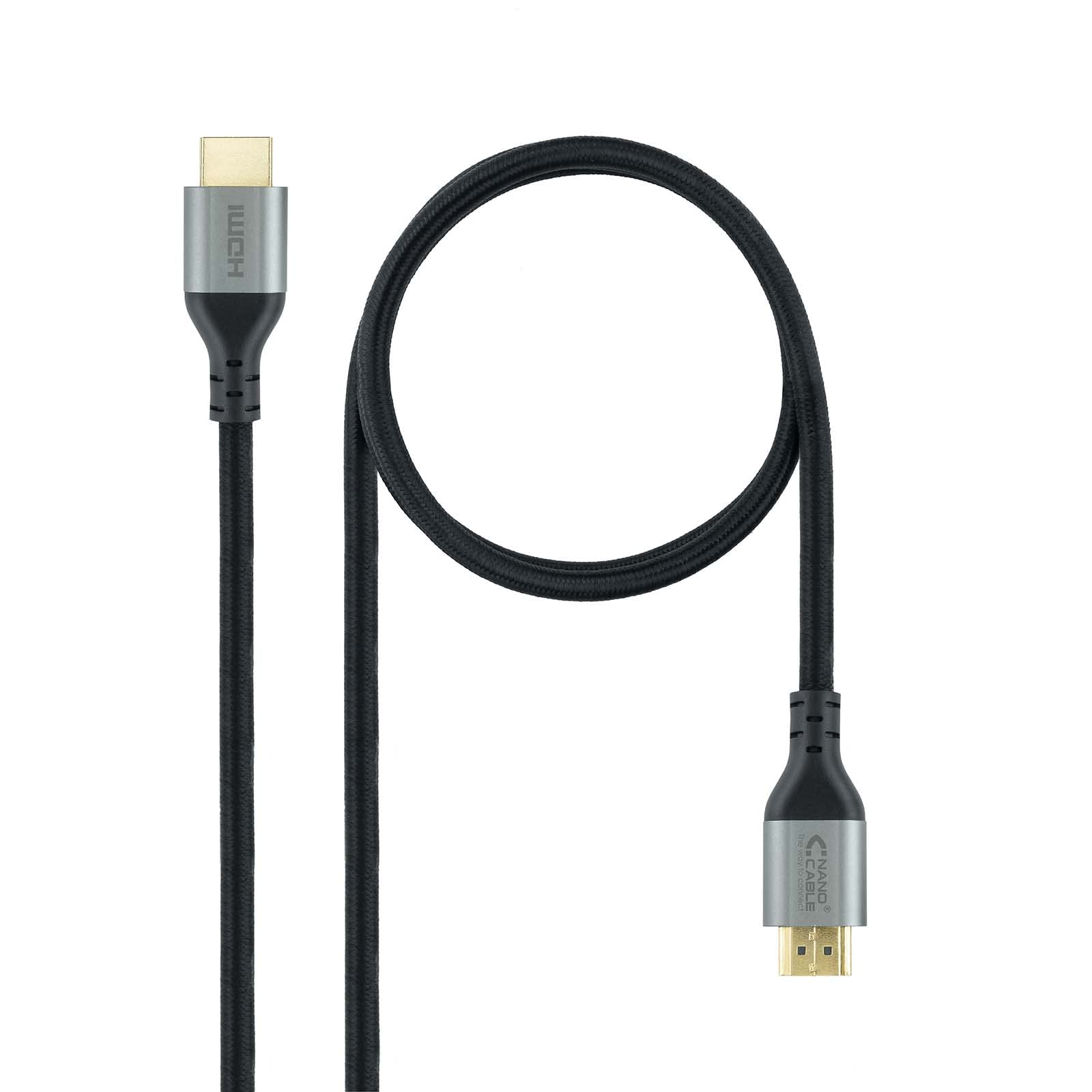 NANOCABLE 10.15.8101-L150 – Certified HDMI 2.1 Cable Ultra High Speed Type A Male to Male Video Resolutions up to 8K @ 60Hz and 4K @ 120Hz, Black, 1.5 m