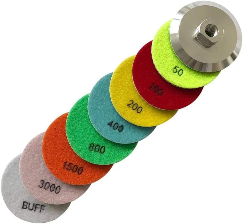 4" White Resin Stone Polishing Pads Set (50, 100, 200, 400, 800, 1500