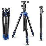 Neewer Aluminum Alloy 65 inches/165 centimeters Tripod Monopod with 360 Degree Ball Head,1/4 inches Quick Release Plate, Carrying Bag for DSLR Camera, Camcorder, Up to 33 pounds/15 kilograms(Blue)