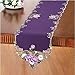 Elegant Embroidered Rose Table Linens, Purple, Runner