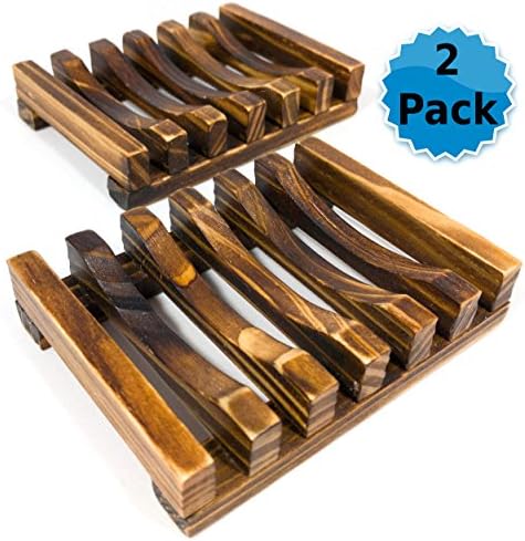 Wooden Soap Dish Draining Tray Holder Caddy Deck (2pack) - Sink Bathtub Shower - Handcrafted Natural Wood for Soap Sponges Loofah Scrubber - Eco and Environmentally Safe by Legendary Soap