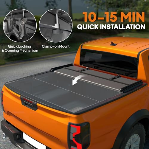 Outsunny 6.5'' Soft Tri-Fold Truck Bed Tonneau Cover, Fits 2002-2018 Dodge Ram 1500, 2003-2024 2500 3500, 2019-2024 Classic, 6.4ft Bed, Truck Bed Cover with Seal Strip, Black