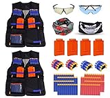 2 Pack Mega Set Kids Tactical Jacket Vest Kit for Nerf N-Strike Gun Wars, 80 x Refill Darts, 4 x Wrist Bands, 4 x Quick Reload Clip, 2 x Face Mask, 2 x Protective Glasses
