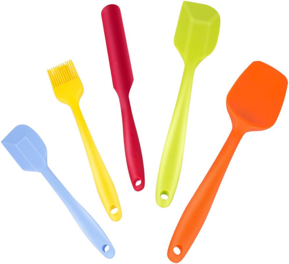 LAVAVIDA Silicone Baking Utensil Set, 5 Piece Heat Resistant Cake Spatula Tools