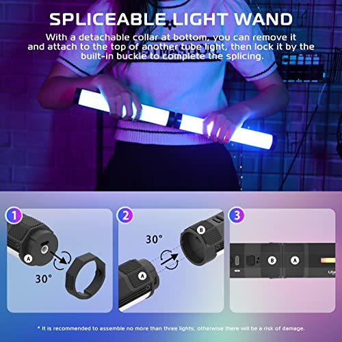 ULANZI VL110 RGB Light Stick, Portable Camera LED Video Tube Light, 2500-9000K Dimmable, 2600mAh Battery, Magnetic Attraction for Photography, TikTok
