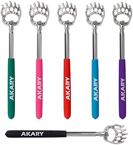 [6 Pack] AKARY Telescopic &amp; Extendable Bear Claws Metal Back Scratcher - Massage Tools for Instant Itching Relief (Multicolor)