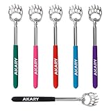 [6 Pack] AKARY Telescopic & Extendable Bear Claws Metal Back Scratcher - Massage Tools for Instant Itching Relief (Multicolor)