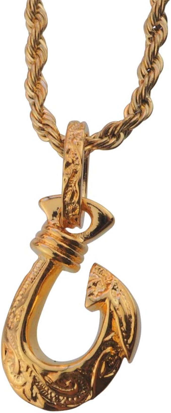 Amazon Abalent アバレント フィッシュフック ネックレス ゴールド ハワイアンジュエリー ゴールドネックレス メンズ 釣り針 シルバー925 ステンレス製 ロープチェーン付 ネックレス 通販