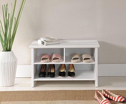 Kings Brand Furniture Wood Shoe Storage Cubby Bench White