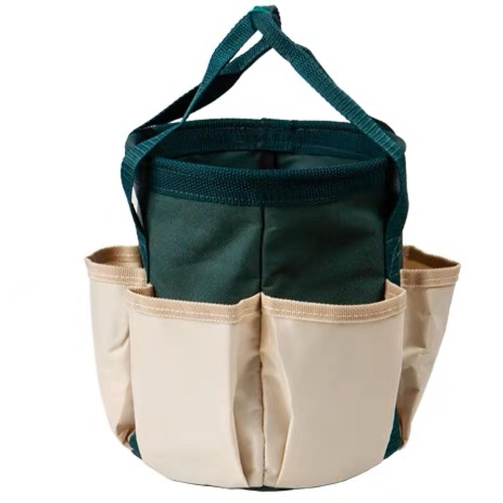 Oaygat Garden Tool Bag Gardening Tote Bag with Pockets Round Tool Bag Carrying Basket Durable Portable Organiser for Indoor and Outdoor Multifunctional Storage Basket for Home,Picnic,Beach,Garden Tool