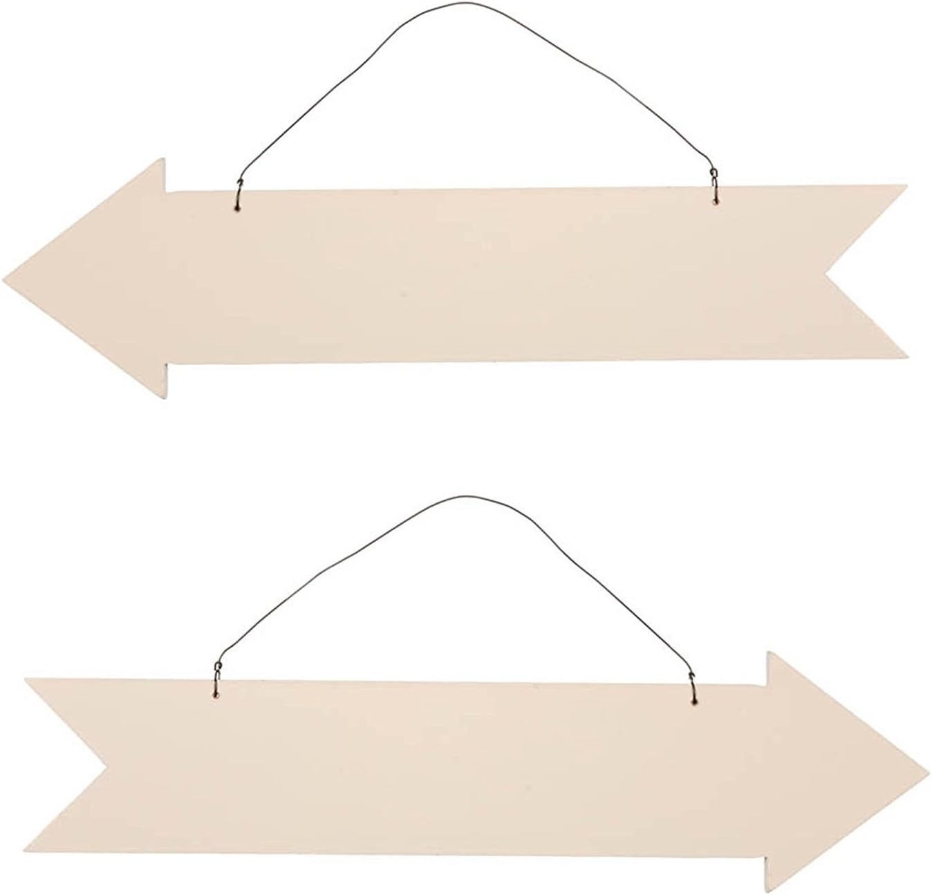Unfinished Wood Arrow Plaque Sign - Set of 2