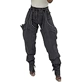 YOOTIKO Women Baggy Jeans Y2k High Waisted Wide Leg Boyfriend Patchwork Ripped Jeans Streetwear