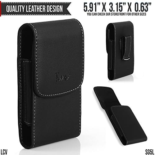 Samsung Galaxy S8 Active Belt Pouch, TMAN [Leather Vertical] Metal Clip Holster/Magnetic Closure Case, Cover with Belt Loop Carrying Protective - Fits Cellphone without any Case