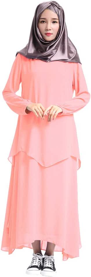Amazon.com: Muslim Women's Clothing Large Size Fake Two-Piece Dress Robes Hui Clothing Pink 