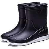 Laple Mens Rain Boots Slip On Non-Slip Rubber Waterproof Ankle Boots Rain Shoes