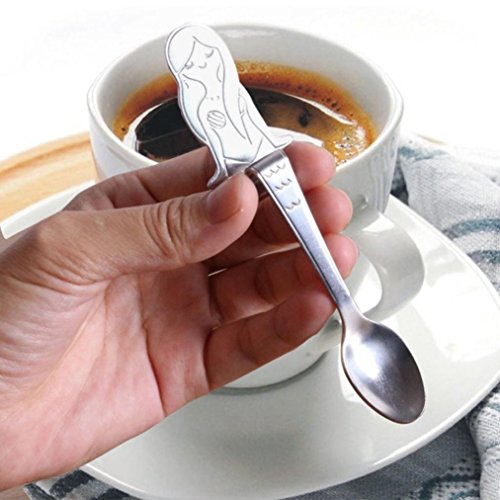 IYSHOUGONG 6 PCS Coffee Spoon Cat Hugging Spoon Mermaid Dog Hanging Spoon Dessert/Mixing/Milkshake Spoon Tableware Flatware Gadgets