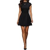 SHESEEWORLD Women's A-Line Cap Sleeve Bodycon Mini Dress Round Neck Back Zipper Cocktail Party Dresses with Pockets