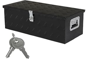 WINVI 20 Inch Heavy Duty Aluminum 5 Bar Tread Tool Underbody Box Waterproof Square Truck Storage Organizer Chest for Pick Up Truck Bed RV Trailer with T-Handle Lock and Keys (Black)