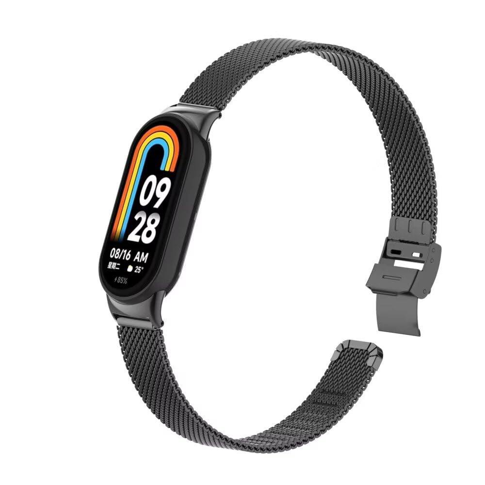 T-BLUER Compatible for Xiaomi Mi Smart Band 8 Strap,Mi Band 8 Stainless Steel Metal Replacement Band Bracelet Wristband Accessories for Xiaomi Smart Band 8