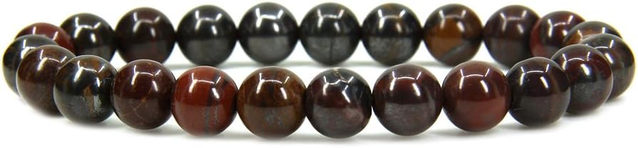 Natural Tiger Iron Gemstone 8mm Round Beads Stretch Bracelet 7" Unisex