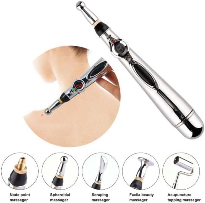 Electronic Acupuncture Pen - Massage Pen Energy Pen, Relief Pain Tools, 5 Different Types of Heads by Rangale -1 x AA Battery (Not Included)