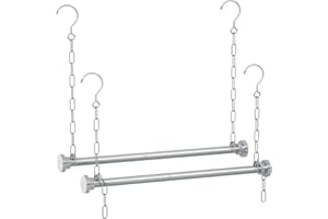 Aglaiprty Hanging Closet Rod, Adjustable Width and Height Closet Hanging Organizer (23 or 35 Inch Length), Space-Saving Cloth